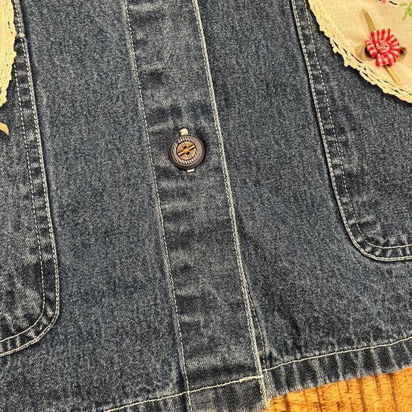 Vintage Handmade OOAK Denim Chore Shirt‎ Jacket XL Cottage Scottie Dog Grandma - Picture 14 of 16